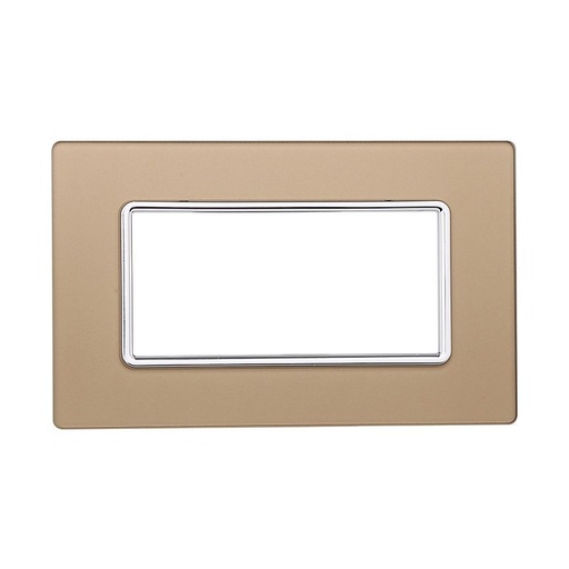 [MT84411] ETTROIT Placca In Vetro Serie Solar 4P Colore Oro Compatibile Con Bticino Matix