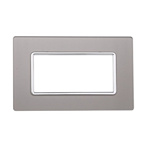 [MT84406] ETTROIT Placca In Vetro Serie Solar 4P Colore Silver Compatibile Con Bticino Matix