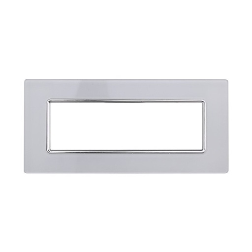 [MT84601] ETTROIT Placca In Vetro Serie Solar 6P Colore Bianco Compatibile Con Bticino Matix