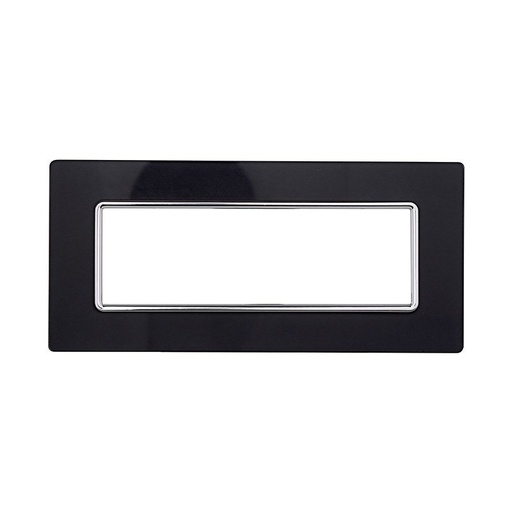 [MT84602] ETTROIT Placca In Vetro Serie Solar 6P Colore Nero Compatibile Con Bticino Matix