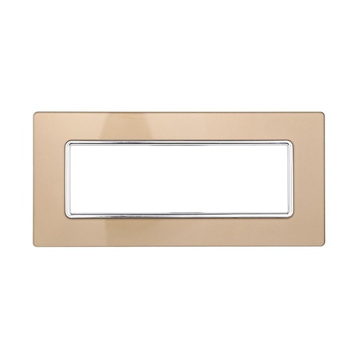 [MT84611] ETTROIT Placca In Vetro Serie Solar 6P Colore Oro Compatibile Con Bticino Matix