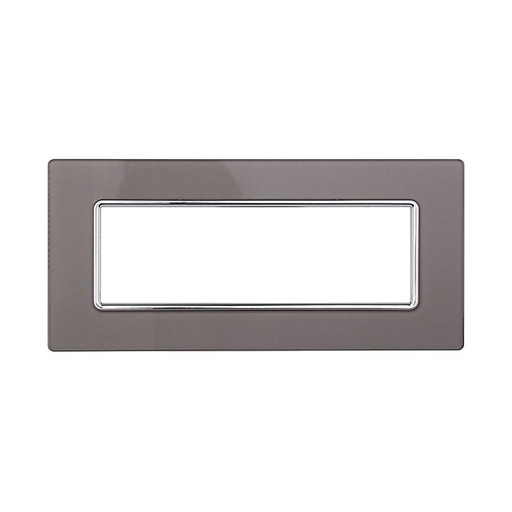[MT84606] ETTROIT Placca In Vetro Serie Solar 6P Colore Silver Compatibile Con Bticino Matix