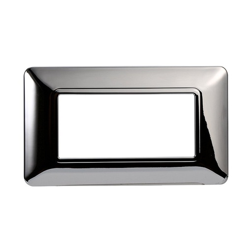[MT83413] ETTROIT Placca Plastica Serie Solar 4P Colore Cromato Lucido Compatibile Con Bticino Matix