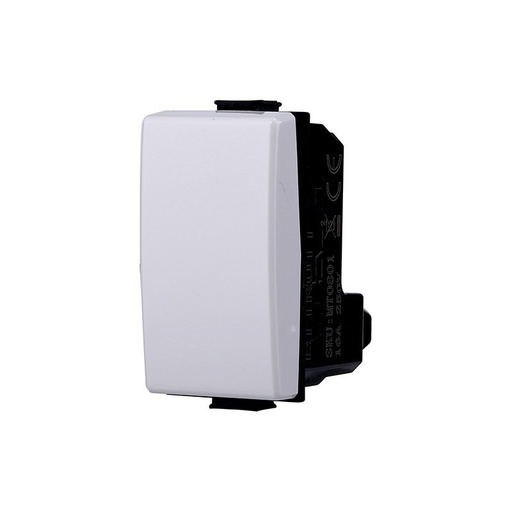 [MT1001] ETTROIT Pulsante 1P 16A Normalmente Aperto Colore Bianco Compatibile Con Bticino Matix