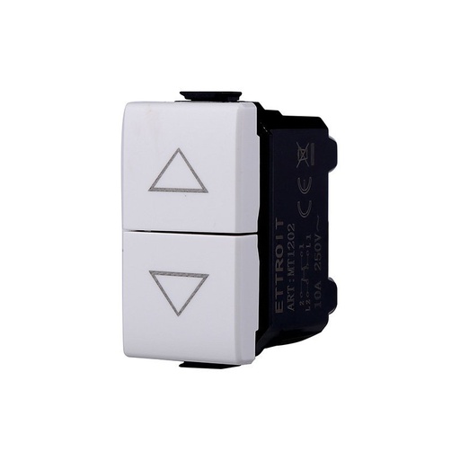 [MT1204] ETTROIT Pulsante Saliscendi Commutatore 2P 10A Tapparelle Colore Bianco Compatibile Con Bticino Matix