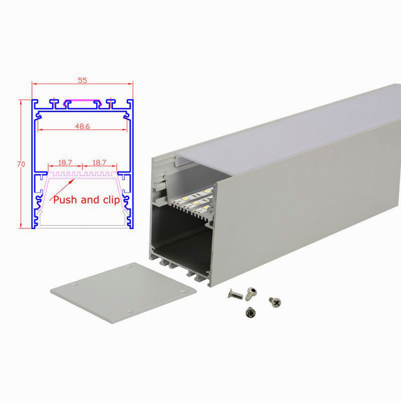 [BAZ5570M2] 2 Metri Profilo Barra Alluminio, Profilo Sospensione/Plafone 55X70mm