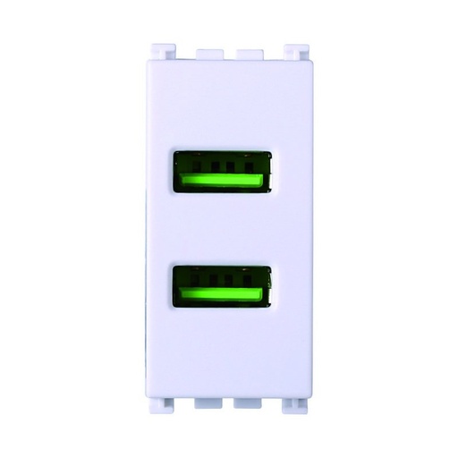 [VA2402B] ETTROIT Modulo Presa Caricatore USB 5V 2,1A 2 Porte USB-A Colore Bianco Compatibile Con Vimar Arke