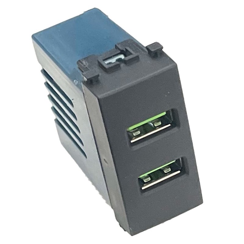 Modulo Presa Caricatore USB 5V 2,1A 2 Porte USB-A Colore Nero Compatibile Con Vimar Arke