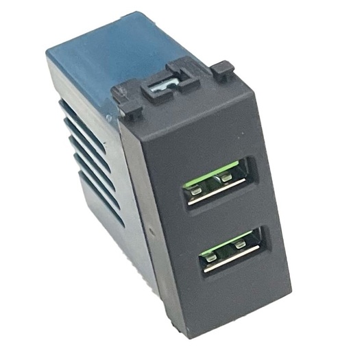 [VA2402] ETTROIT Modulo Presa Caricatore USB 5V 2,1A 2 Porte USB-A Colore Nero Compatibile Con Vimar Arke