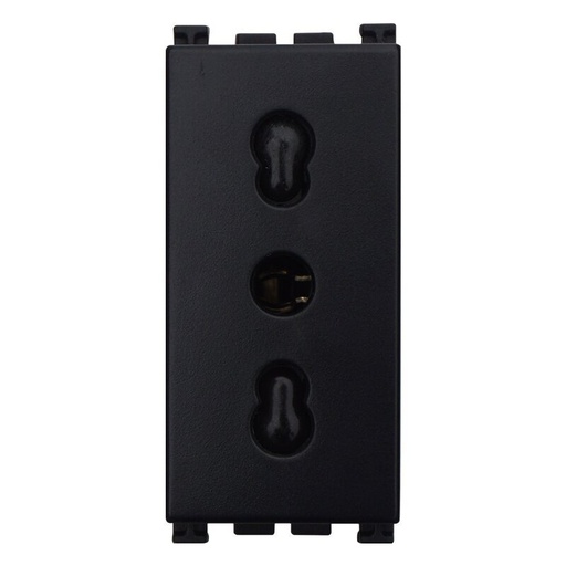 [VA2001] ETTROIT Presa Bipasso Bivalente 2P+T 10/16A Colore Nero Compatibile Con Vimar Arke