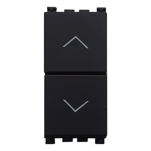 [VA1202] ETTROIT Pulsante Interbloccato Doppio Saliscendi 1P+1P 10A Colore Nero Compatibile Con Vimar Arke