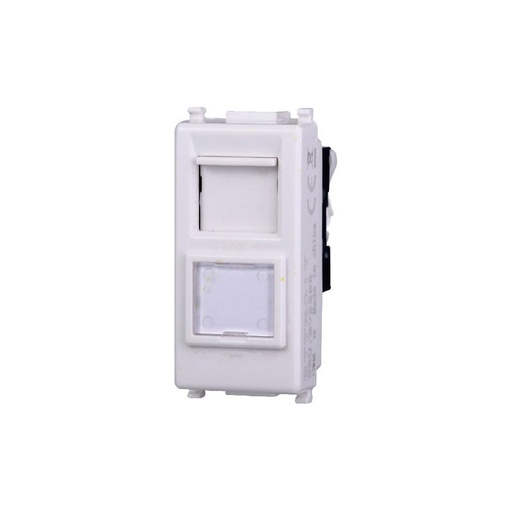 [EV2355] ETTROIT Connettore Rete Presa Dati RJ45 CAT5E Colore BIANCO Compatibile Con Vimar Plana