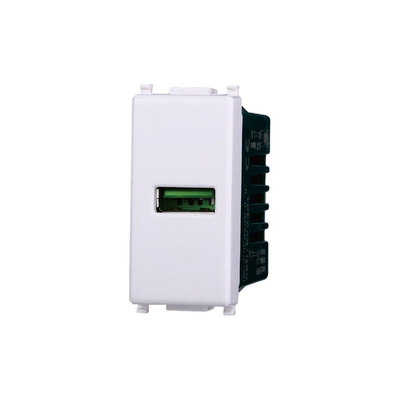 Modulo Presa Caricatore USB 5V 2,1A Colore Bianco Compatibile Con Vimar Plana