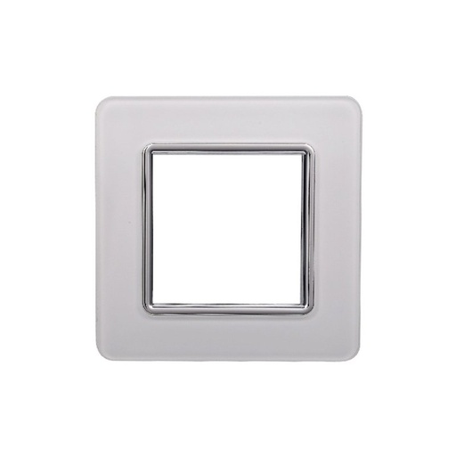 [EV84201] ETTROIT Placca In Vetro Serie Starlight 2P Colore Bianco Compatibile Con Vimar Plana