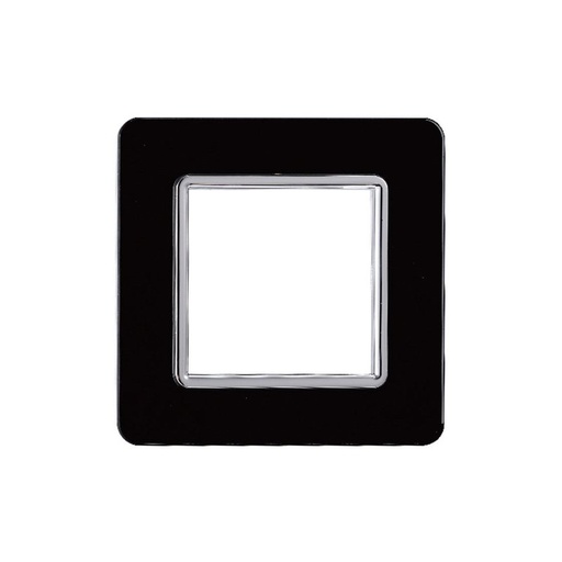 [EV84202] ETTROIT Placca In Vetro Serie Starlight 2P Colore Nero Compatibile Con Vimar Plana
