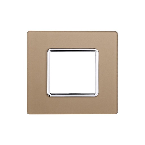 [EV84211] ETTROIT Placca In Vetro Serie Starlight 2P Colore Oro Compatibile Con Vimar Plana