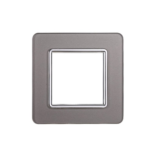 [EV84206] ETTROIT Placca In Vetro Serie Starlight 2P Colore Silver Compatibile Con Vimar Plana