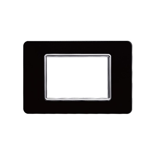 [EV84302] ETTROIT Placca In Vetro Serie Starlight 3P Colore Nero Compatibile Con Vimar Plana