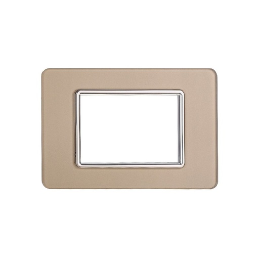 [EV84311] ETTROIT Placca In Vetro Serie Starlight 3P Colore Oro Compatibile Con Vimar Plana
