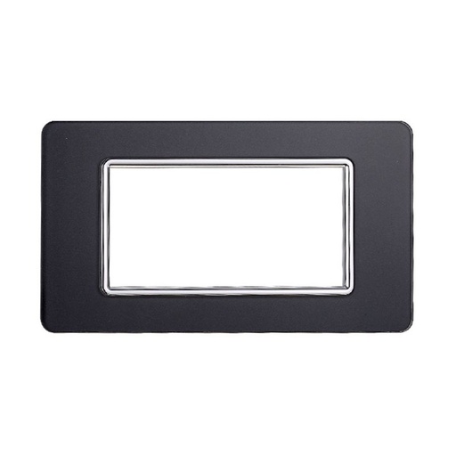 [EV84410] Placca In Vetro Serie Starlight 4P Colore Acciaio Scuro Compatibile Con Vimar Plana