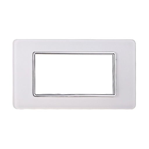[EV84401] ETTROIT Placca In Vetro Serie Starlight 4P Colore Bianco Compatibile Con Vimar Plana
