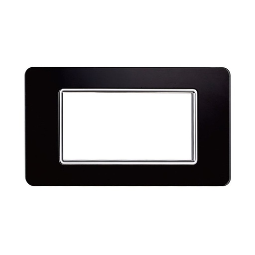 [EV84402] ETTROIT Placca In Vetro Serie Starlight 4P Colore Nero Compatibile Con Vimar Plana