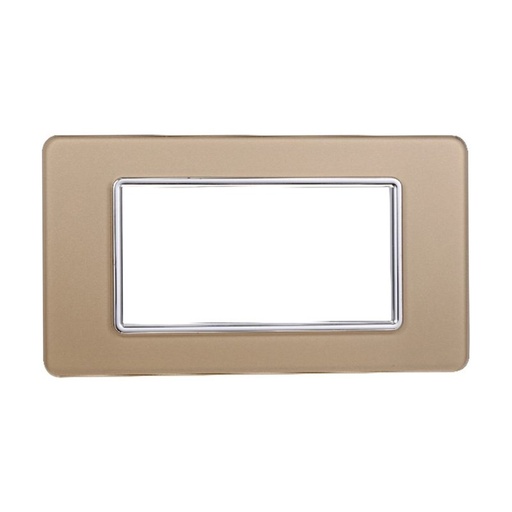 [EV84411] ETTROIT Placca In Vetro Serie Starlight 4P Colore Oro Compatibile Con Vimar Plana