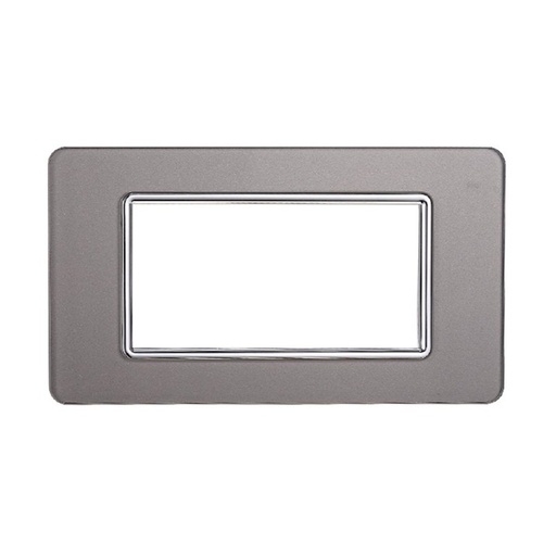 [EV84406] ETTROIT Placca In Vetro Serie Starlight 4P Colore Silver Compatibile Con Vimar Plana