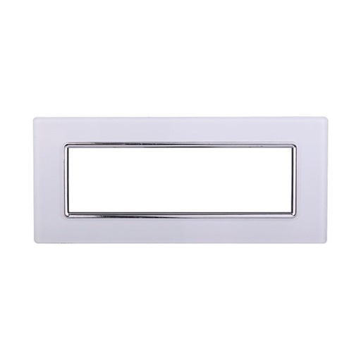 [EV84701] ETTROIT Placca In Vetro Serie Starlight 7P Colore Bianco Compatibile Con Vimar Plana