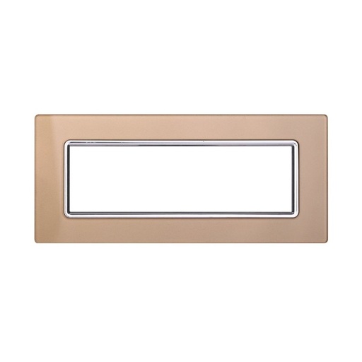 [EV84711] ETTROIT Placca In Vetro Serie Starlight 7P Colore Oro Compatibile Con Vimar Plana