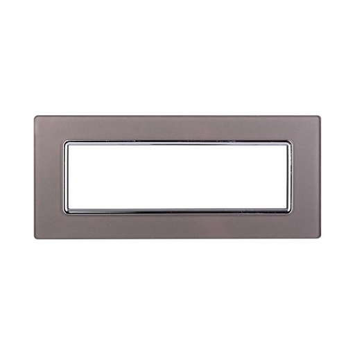 [EV84706] ETTROIT Placca In Vetro Serie Starlight 7P Colore Silver Compatibile Con Vimar Plana