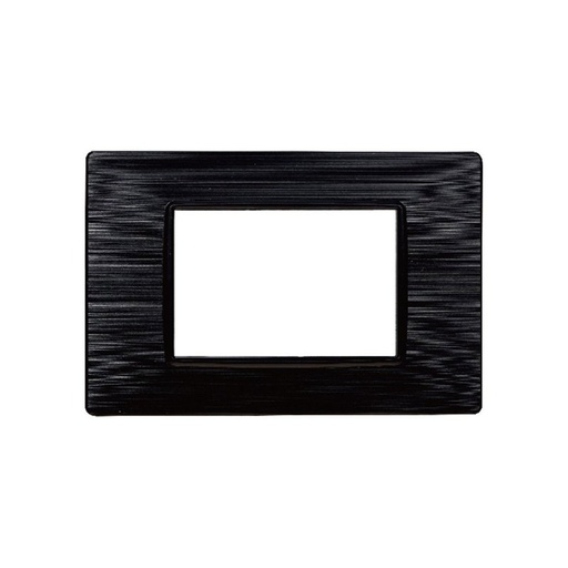 [EV85314] ETTROIT Placca Plastica Serie Starlight 3P Colore Nero Satinato Compatibile Con Vimar Plana