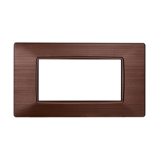 [EV85410] ETTROIT Placca Plastica Serie Starlight 4P Colore Bronzo Satinato Compatibile Con Vimar Plana