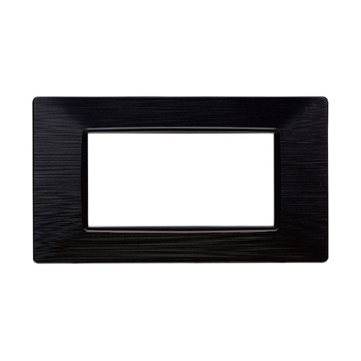 [EV85414] ETTROIT Placca Plastica Serie Starlight 4P Colore Nero Satinato Compatibile Con Vimar Plana