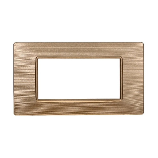 [EV85411] ETTROIT Placca Plastica Serie Starlight 4P Colore Oro Satinato Compatibile Con Vimar Plana