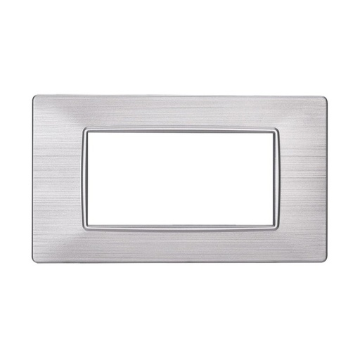 [EV85415] ETTROIT Placca Plastica Serie Starlight 4P Colore Silver Satinato Compatibile Con Vimar Plana