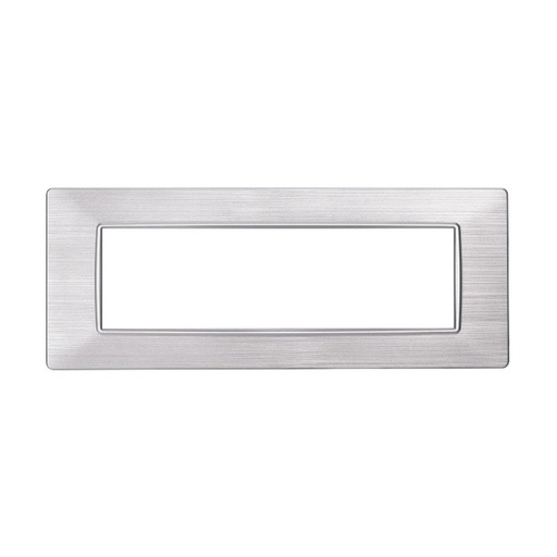 [EV85615] ETTROIT Placca Plastica Serie Starlight 7P Colore Silver Satinato Compatibile Con Vimar Plana