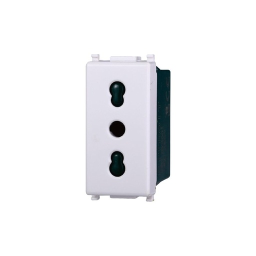[EV2001] ETTROIT Presa Bipasso Bivalente 2P+T 10/16A Colore BIANCO Compatibile Con Vimar Plana