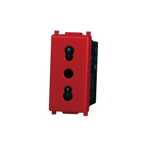 [EV2016] Presa Bipasso Bivalente 2P+T 10/16A Colore ROSSO Compatibile Con Vimar Plana