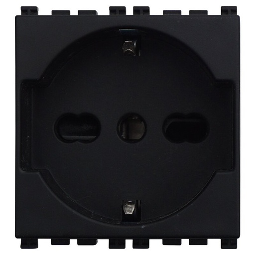 [VA2102] ETTROIT Presa Schuko 2P+T 16A Colore Nero Compatibile Con Vimar Arke