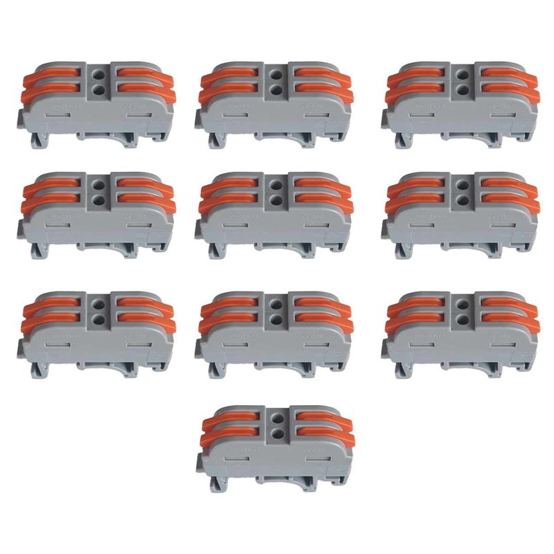 [XY2402X] 10 Connettori Veloce da Guida DIN Morsettiera Leva Cavo Connettore Bilaterale 2P