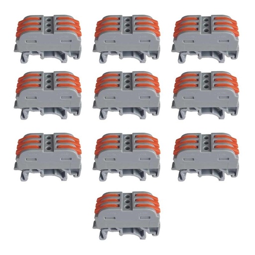 [XY2403X] 10 Connettori Veloce da Guida DIN Morsettiera Leva Cavo Connettore Bilaterale 3P