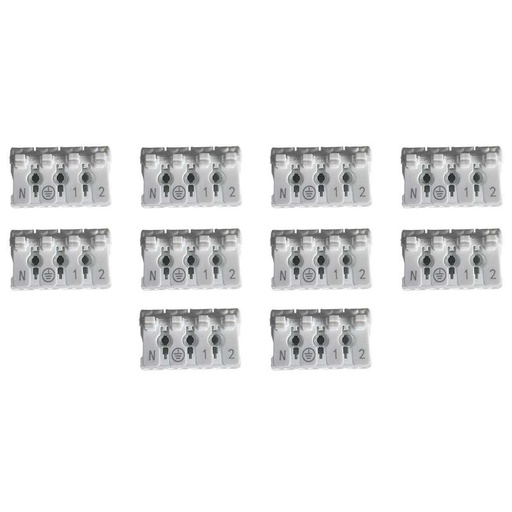 [XY2024X] 10 Morsetti a Molla Rapidi 4P Doppio Click Bianco per Cavi e Morsettiera a Vite