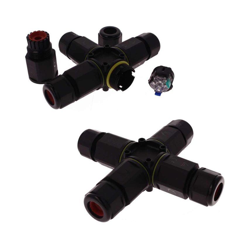 [XY6843D] 2 Connettori Giunta X IP68 Senza Viti 3 Posti per Cavo Elettrico 6 12mm 122x30mm