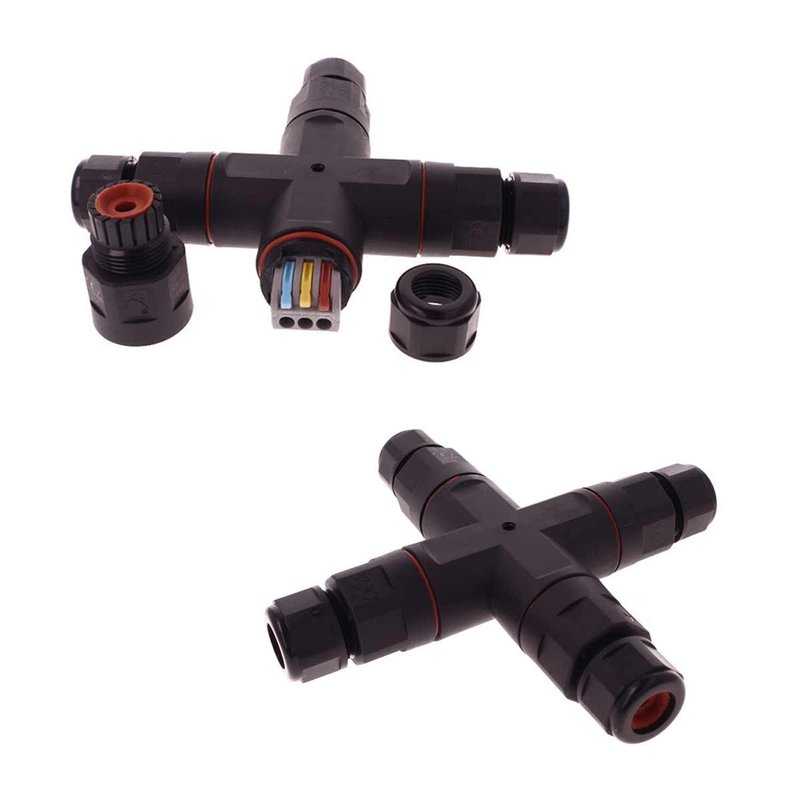 [XY6943D] 2 Connettori Giunta X IP68 Senza Viti 3 Posti per Cavo Elettrico 6 12mm 150x30mm