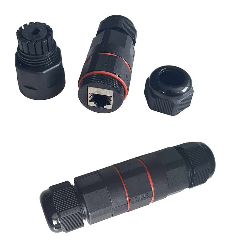 [XY6801D] 2 Connettori Rete RJ45 IP68 Forma I Manicotto Collegamento Cavo Esterno 105x30mm