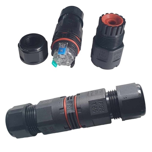 [XY6823D] 2 Connettori Veloce IP68 Forma I Manicotto Collegamento Cavo Esterno 3P 100x30mm