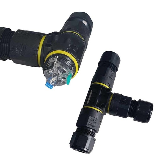 [XY6833D] 2 Connettori Veloce IP68 Forma T 3 Posti per Cavo Elettrico 6 12mm 122x80x30mm