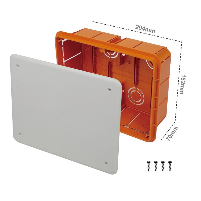 Cassetta Di Derivazione Da Incasso Muro IP40 Con Coperchio e Viti 294X152X70mm PT07