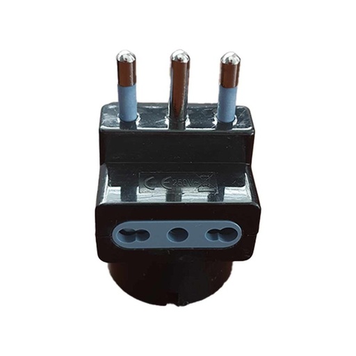 [AP83049] Adattatore Tripla con Spina 16A 2P+T 1 Presa Ita 10A / Schuko 16A e 2 Prese Bipasso 10/16A Colore nero